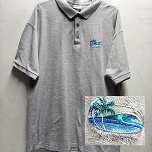 Anvil 'MAUI' embroidered grey polo shirt  ~ mens XL